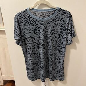 Blue and Black Leopard Print T-Shirt